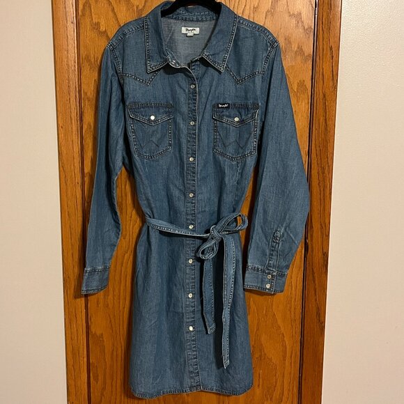 NWT - Wrangler Long Sleeve Western Snap Denim Dress, XXL - Picture 1 of 4